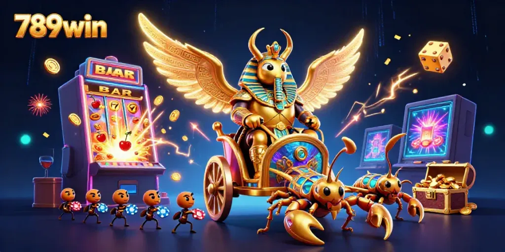 Engage with 789win's vibrant 3D cartoon casino scene showcasing thrills and wins.