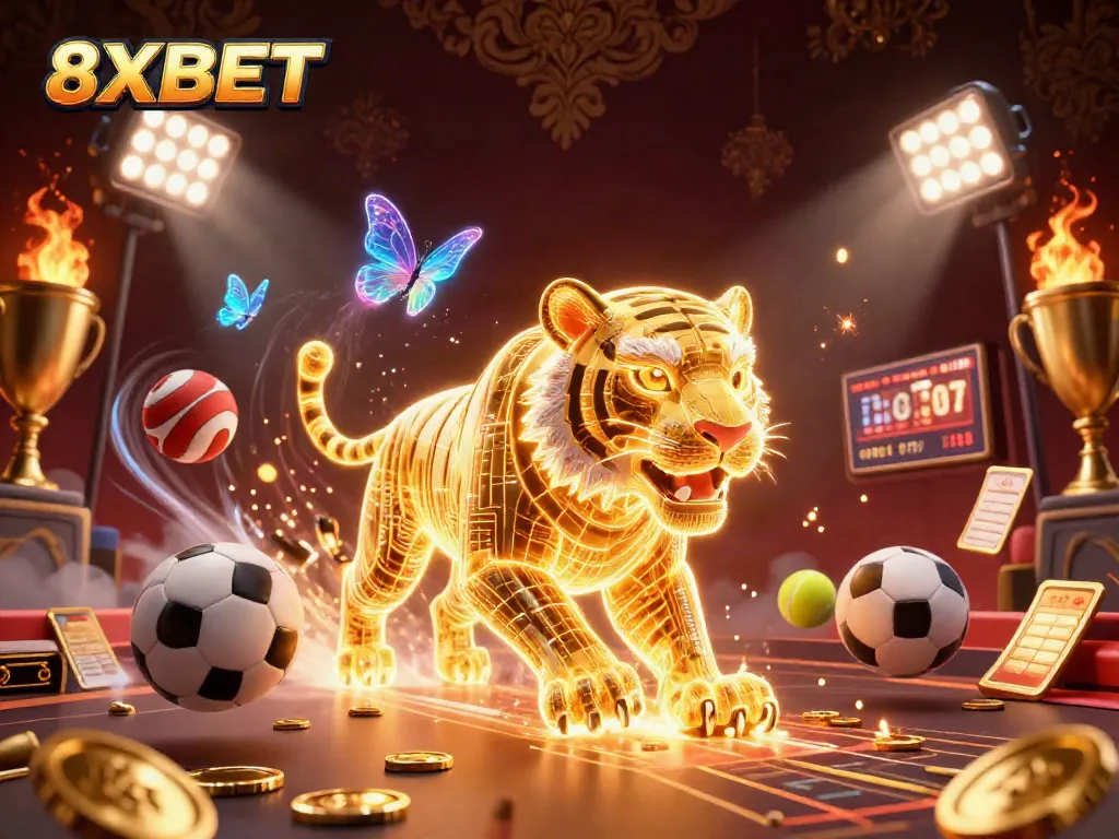 Experience winning strategies in 8XBET's lively digital casino scene with vibrant elements.