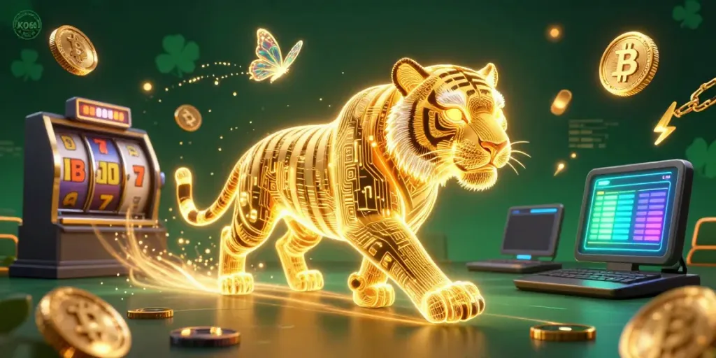 Experience the excitement of KO66 nhà cái in a vibrant digital casino landscape filled with games and crypto elements.