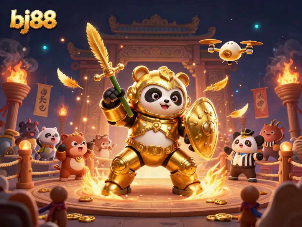 Engage with bj88 through thrilling battles in a vibrant 3D arena filled with action and excitement.