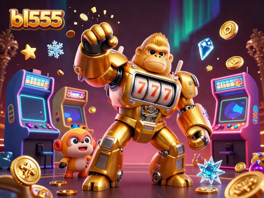 Experience engaging excitement with bl555's unique gaming fusion in an energetic casino scene.