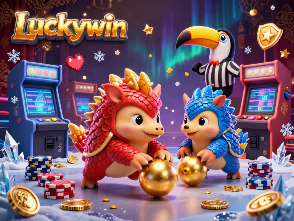 Engage in thrilling gameplay at Luckywin with colorful pangolins competing in a casino environment.