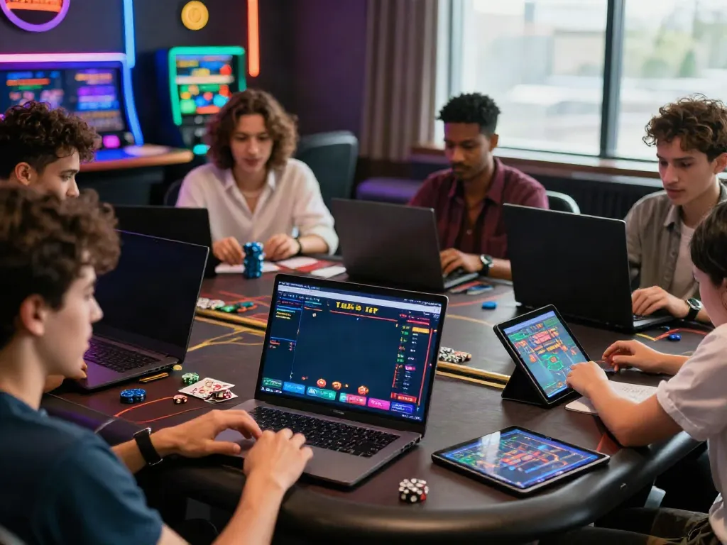 Players engaging at amex casinos, enjoying vibrant games and excitement in a lively atmosphere.
