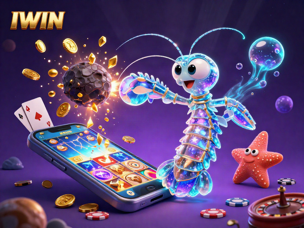 IWIN captures the excitement of casino gaming with vibrant characters, golden coins, and dynamic slot action.
