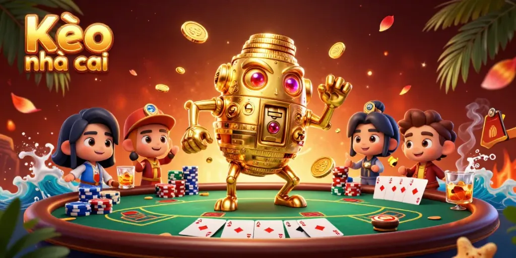 Bettors examining Kèo nhà cái odds with poker chips and a vibrant atmosphere in a casino.