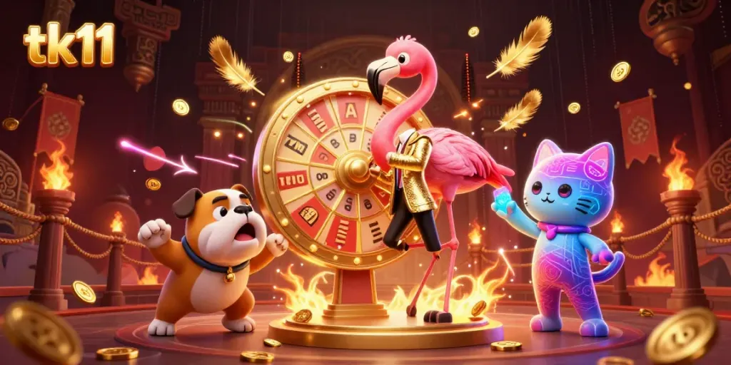 Experience the thrilling world of tk11 with vibrant characters in a dynamic casino setting.