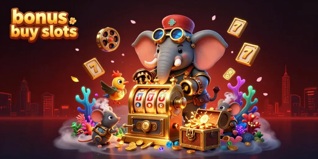 Engage with thrilling bonus buy slots featuring steampunk characters and vibrant casino elements.