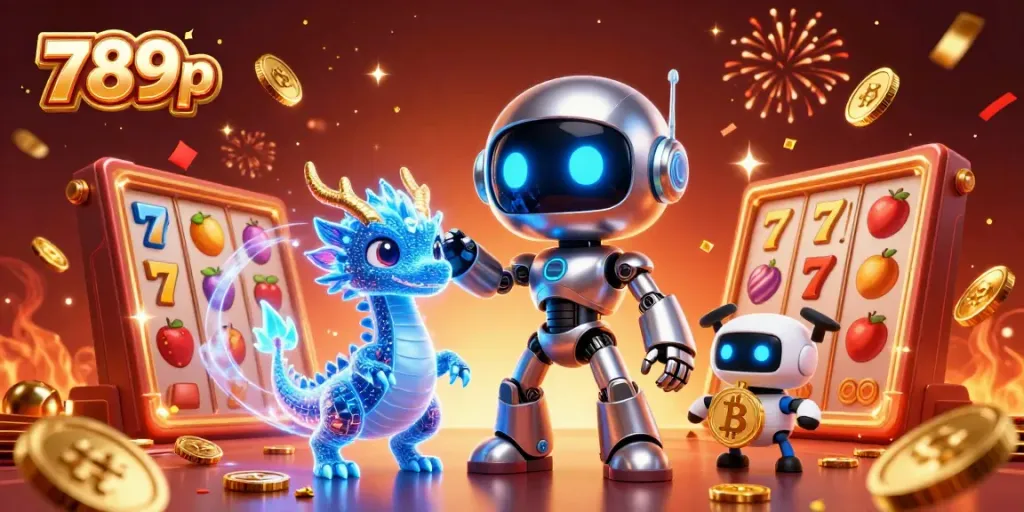 Engage with thrilling gaming action in a vibrant 789p slot scene, featuring neon characters and rich casino elements.