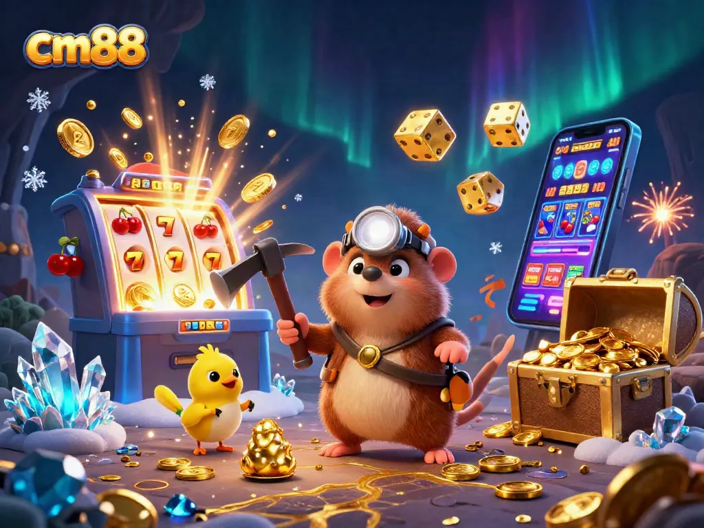 Experience thrilling gaming activities with cm88 as a mole uncovers gems in a vibrant casino environment.
