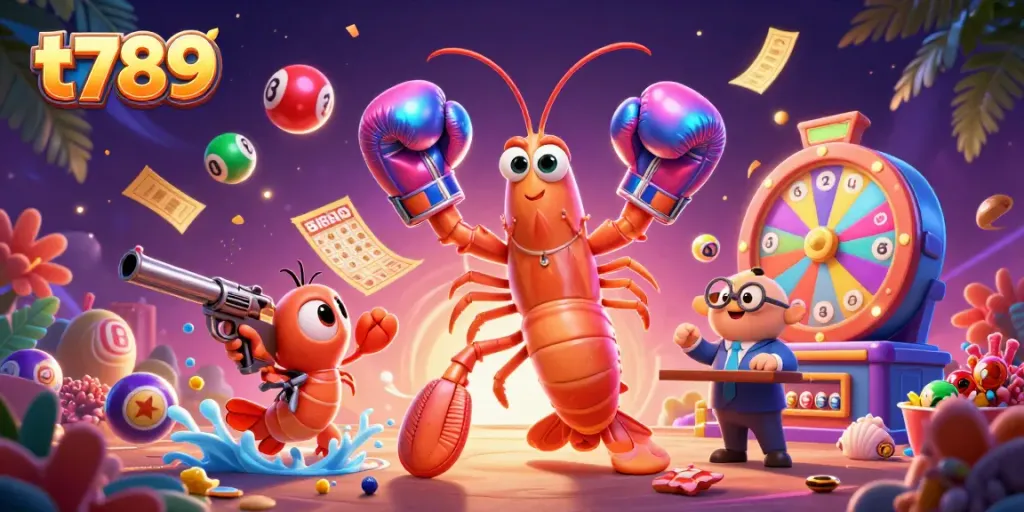 Engage with vibrant t789 lottery gaming scene featuring unique underwater characters and dynamic game elements.