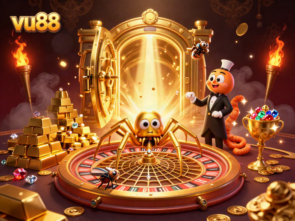 Experience thrilling gameplay with vu88's 3D casino adventure featuring spinning roulette and rich treasures.