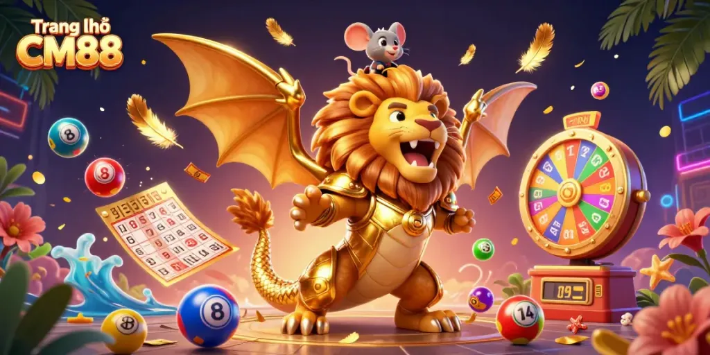 Win big at Trang chủ CM88 with this vibrant scene showcasing thrilling lottery excitement.