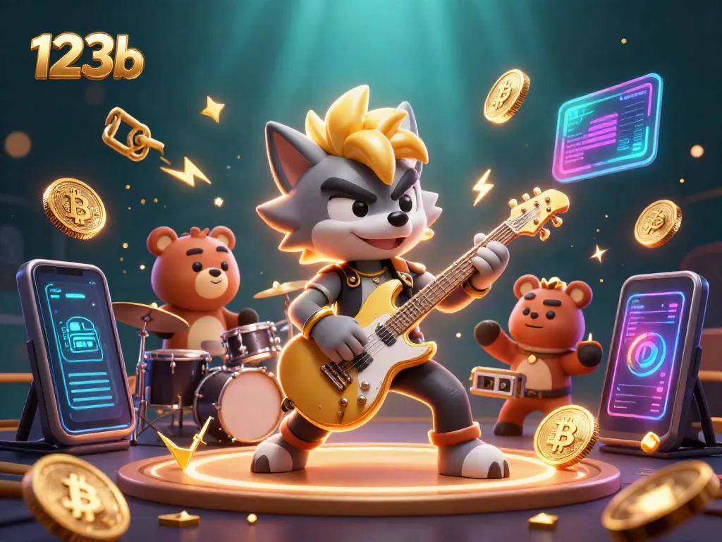 Experience excitement with 123b as a rock star wolf shreds on stage amidst vibrant casino elements.