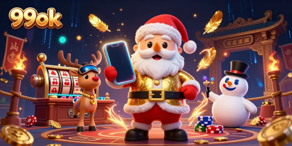 Join Santa Claus and friends in a dynamic 99ok casino-themed celebration featuring jackpot slots.