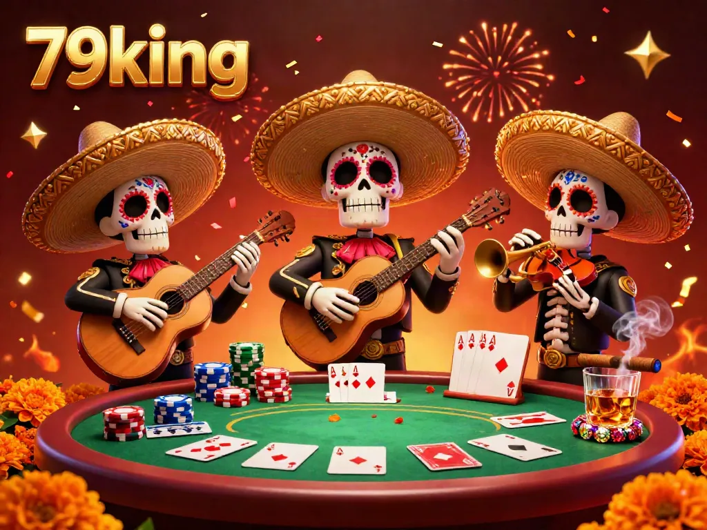 Engage with 79king's vibrant mariachi scene, showcasing energetic gambling elements and festive decorations.