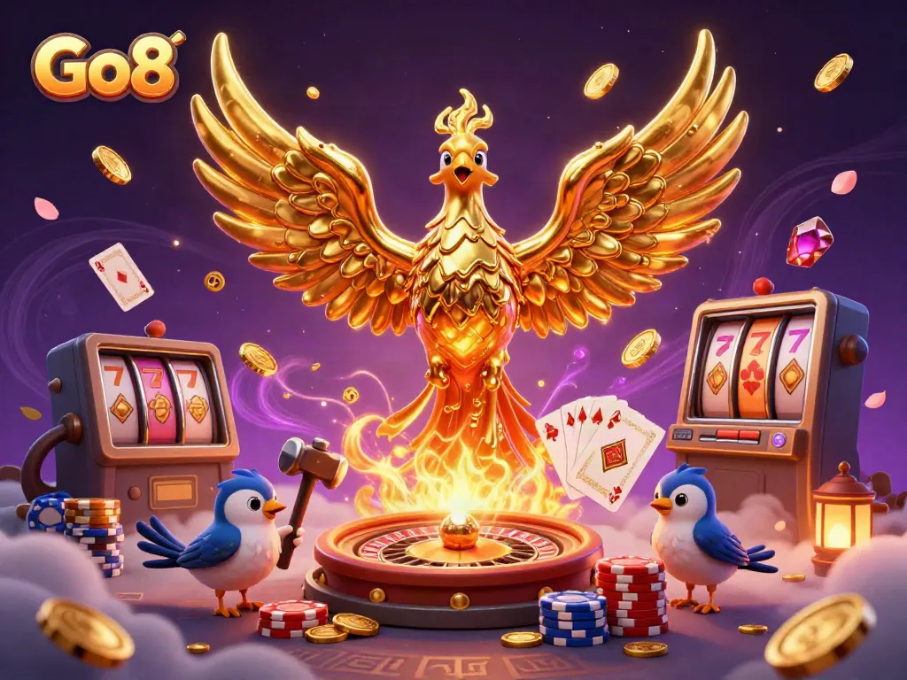 Experience thrilling gameplay at Go8 with a vibrant 3D casino scene showcasing dynamic elements.