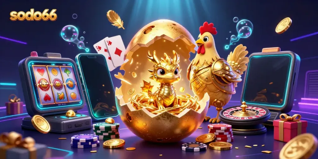 Experience thrilling gameplay with sodo66, featuring a dragon and poker in a vibrant casino scene.